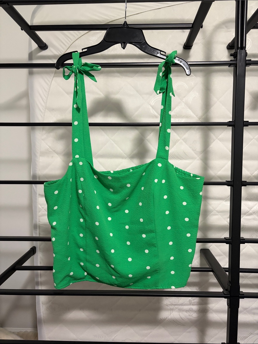 Old Navy Green Polka Dot Smocked Crop Top